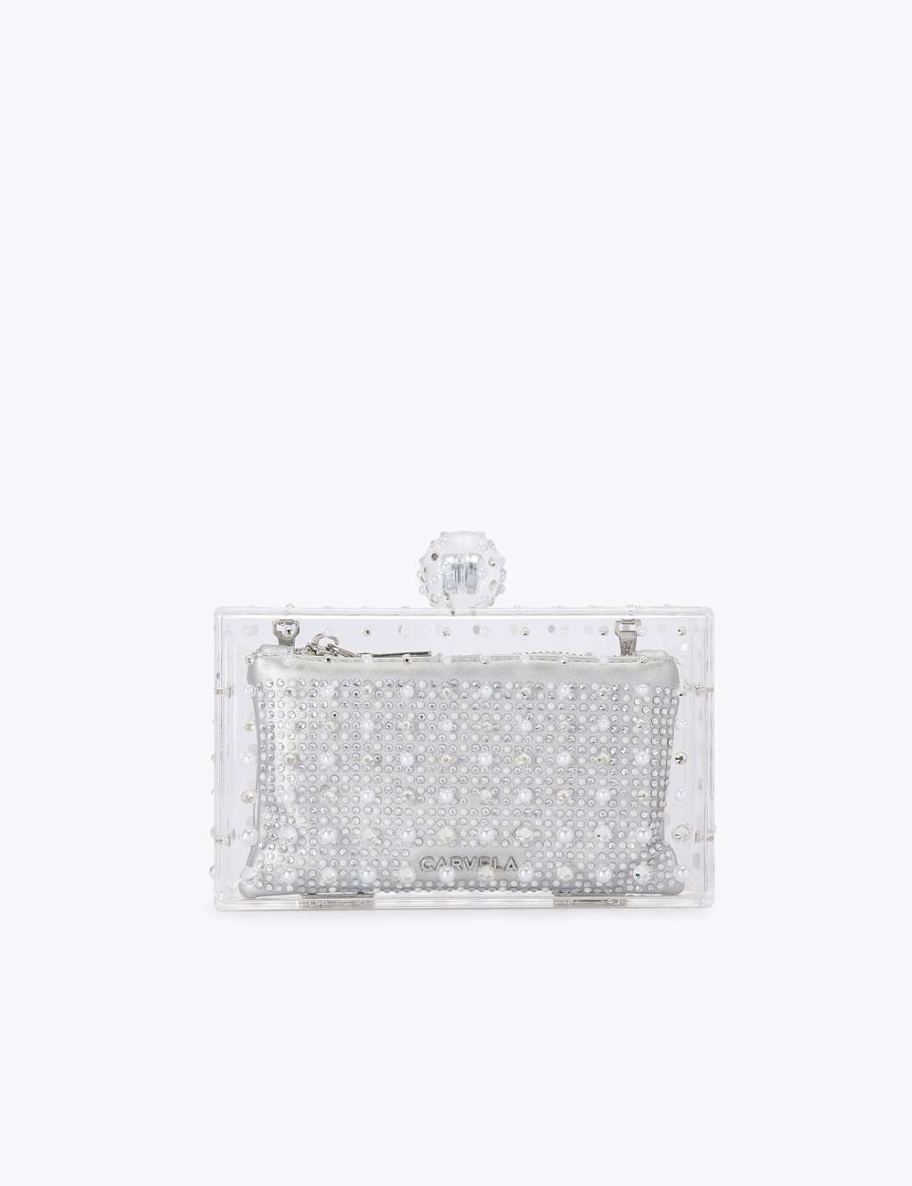 Carvela Embellished Clutch Bag Silver Mix