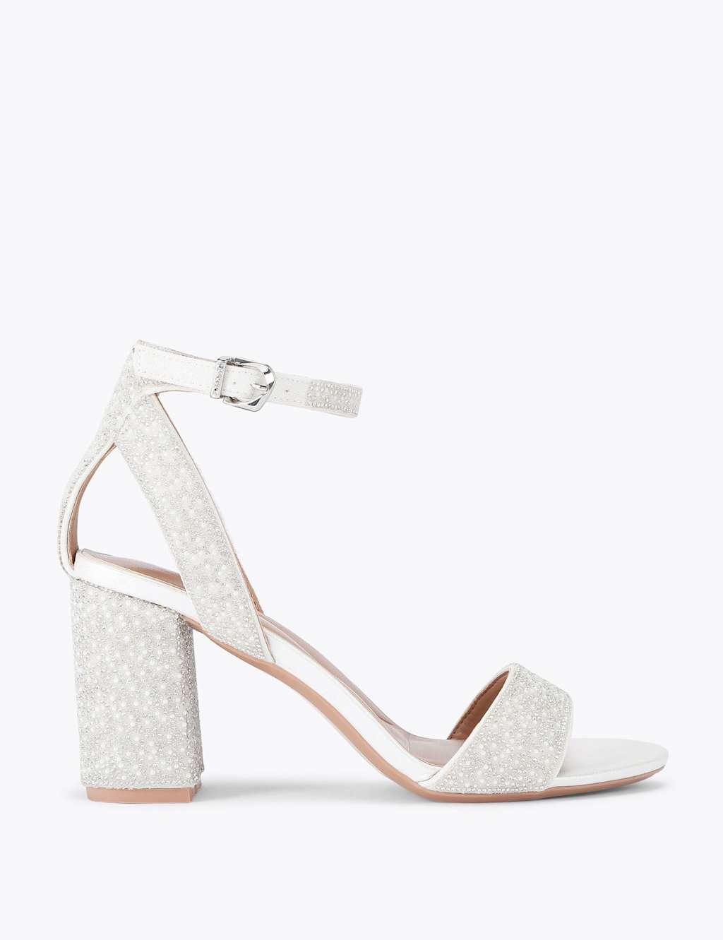 Carvela Embellished Block Heel Sandals White