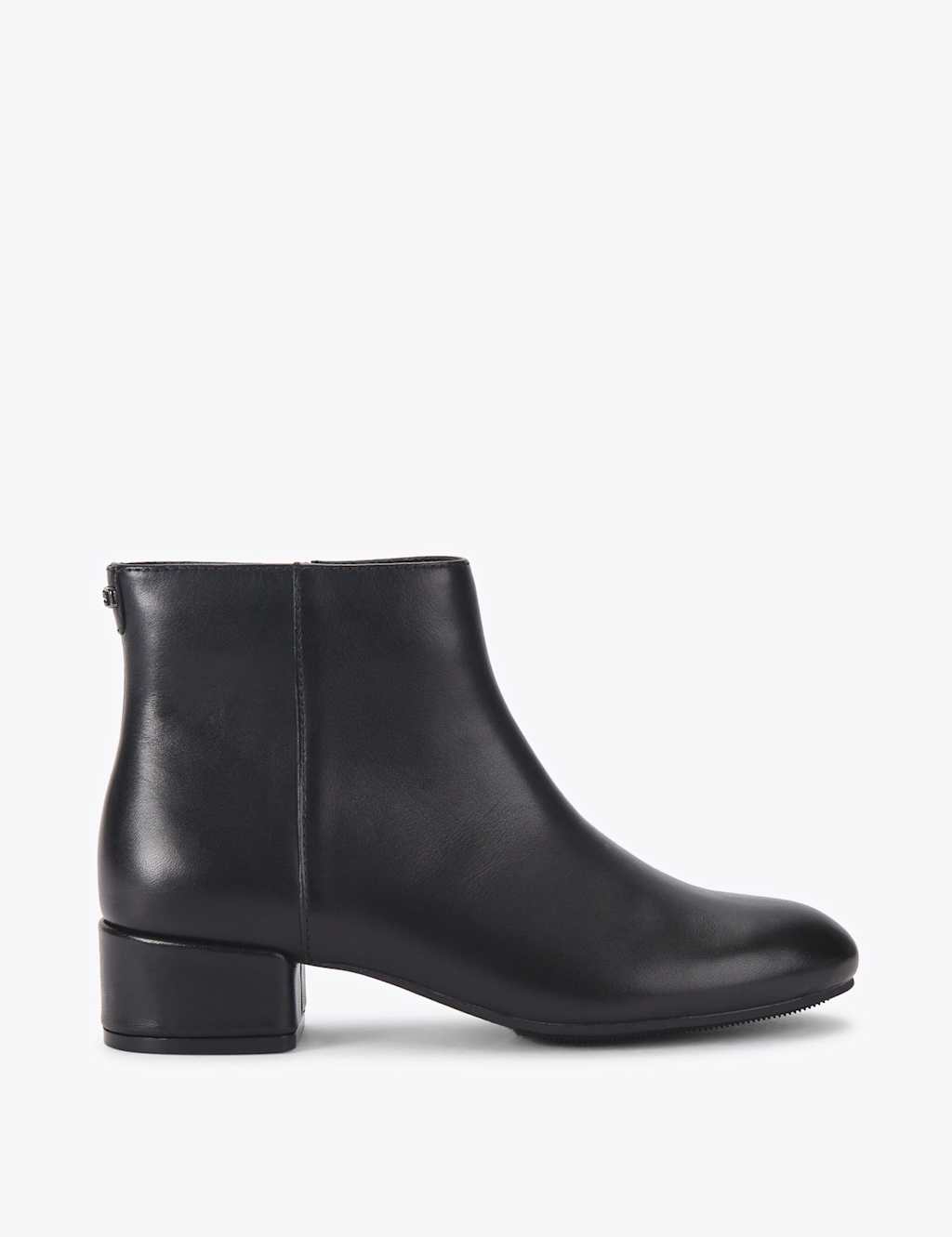 Carvela Leather Block Heel Round Toe Ankle Boots Black