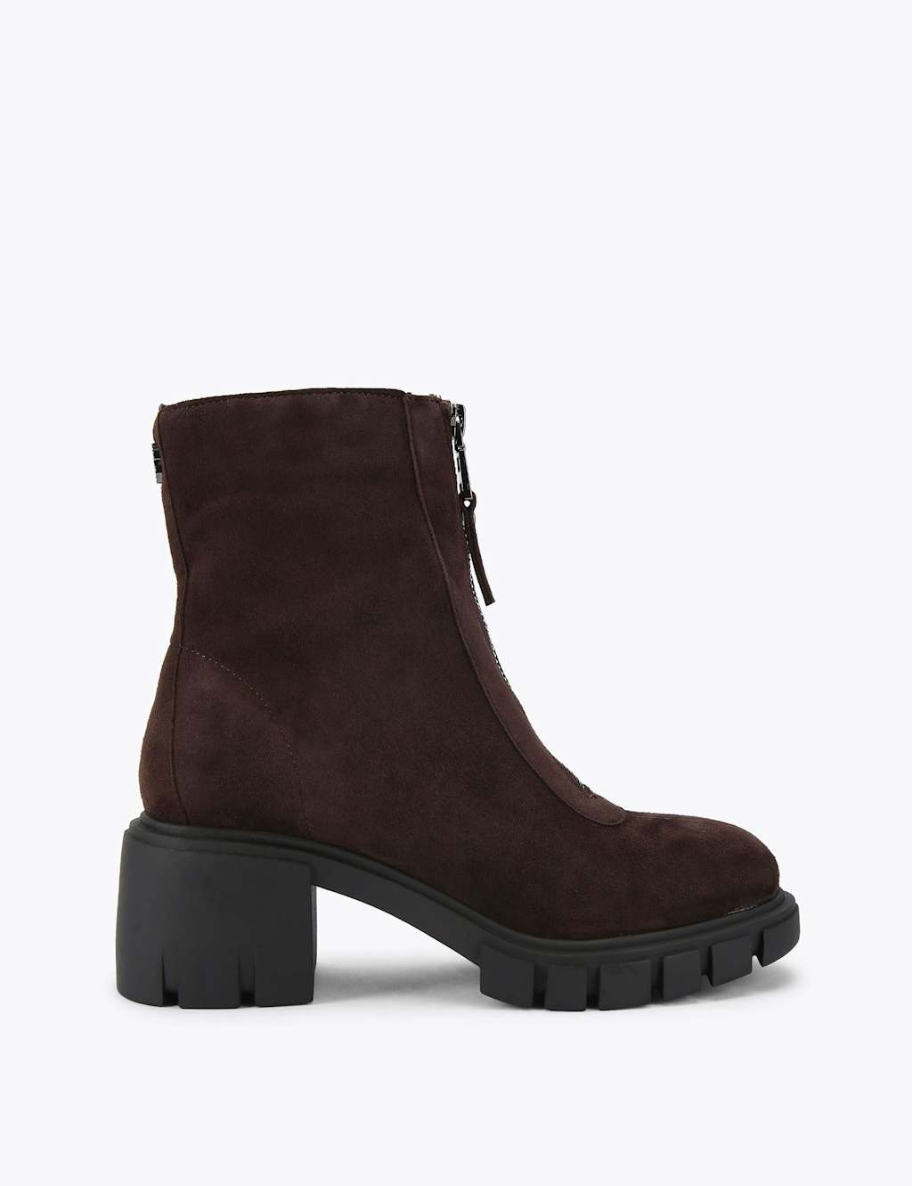 Carvela Suede Chunky Zip Block Heel Ankle Boots Brown