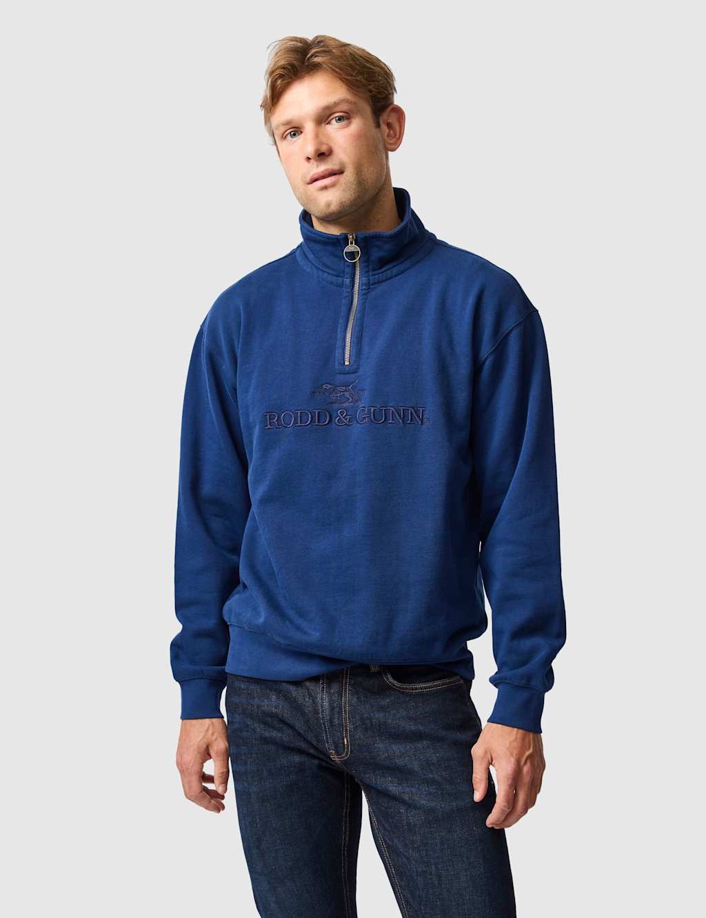 Rodd & Gunn Milford Sound Pure Cotton Half Zip Sweatshirt Royal Blue