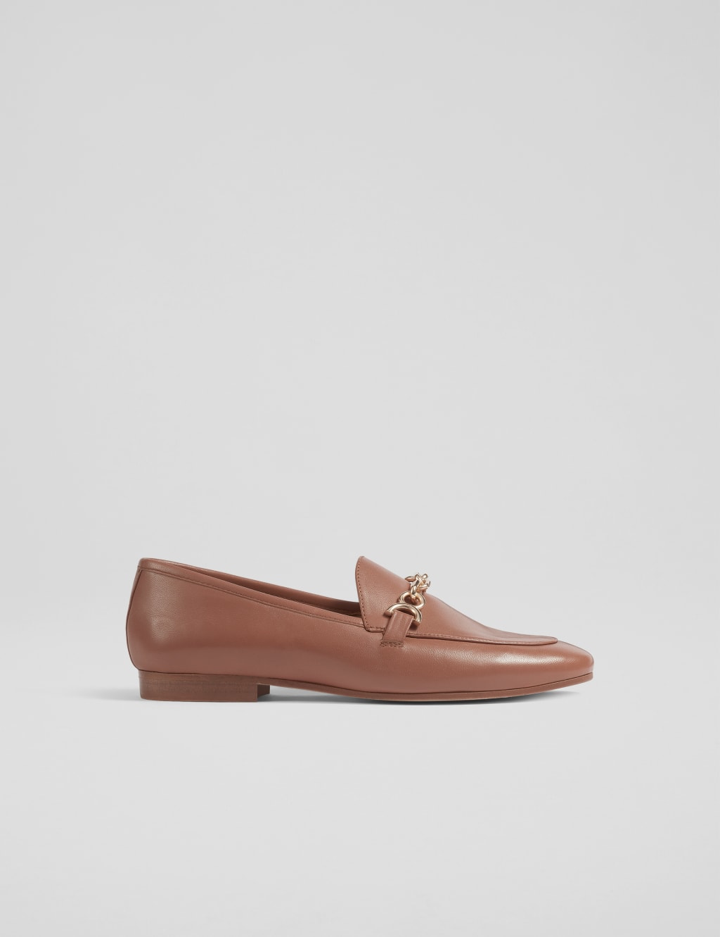 Leather Chain Detail Flat Loafers