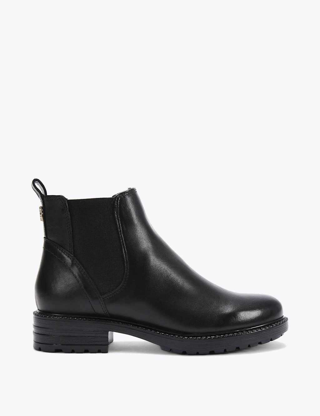 Carvela Wide Fit Leather Block Heel Chelsea Boots Black