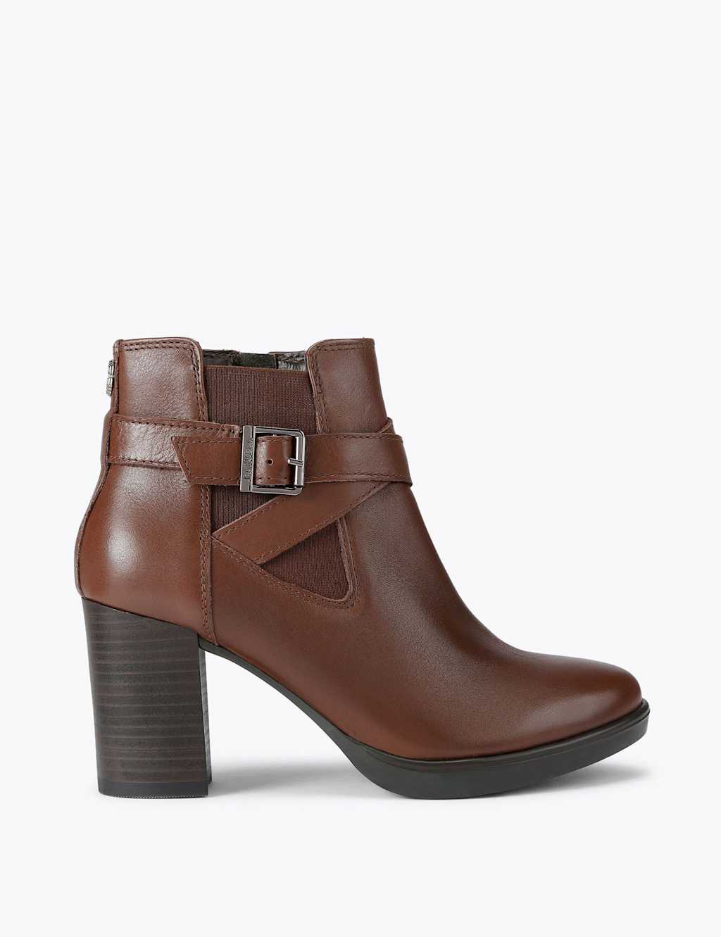 Carvela Wide Fit Leather Block Heel Ankle Boots Brown
