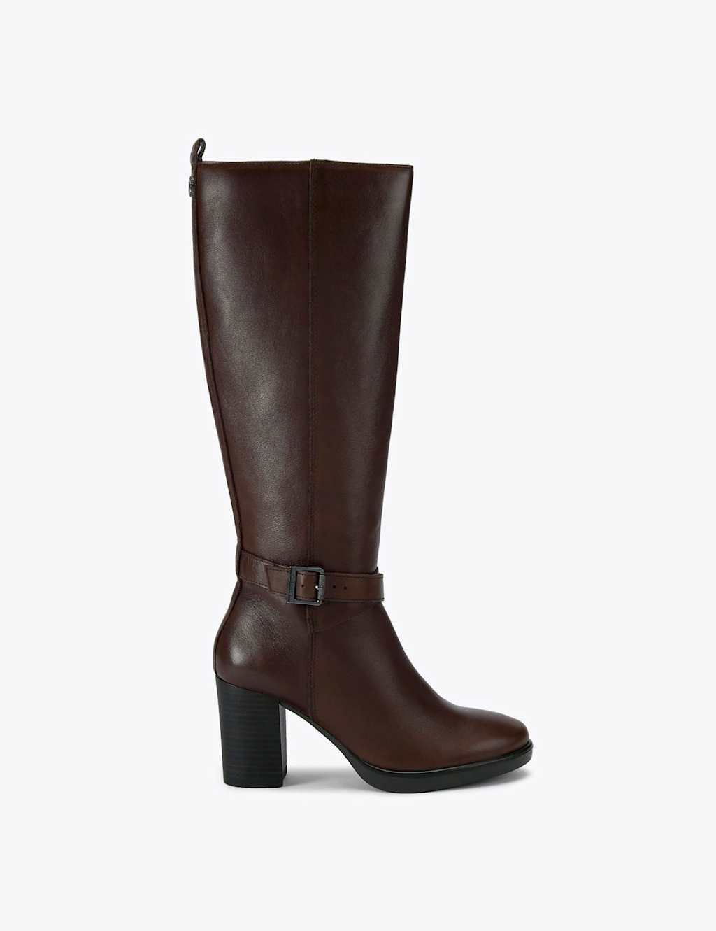 Carvela Wide Fit Leather Block Heel Knee High Boots Brown