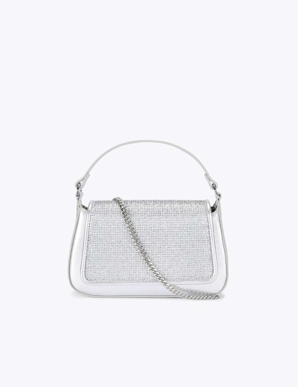 Carvela Faux Leather Embellished Clutch Bag Silver