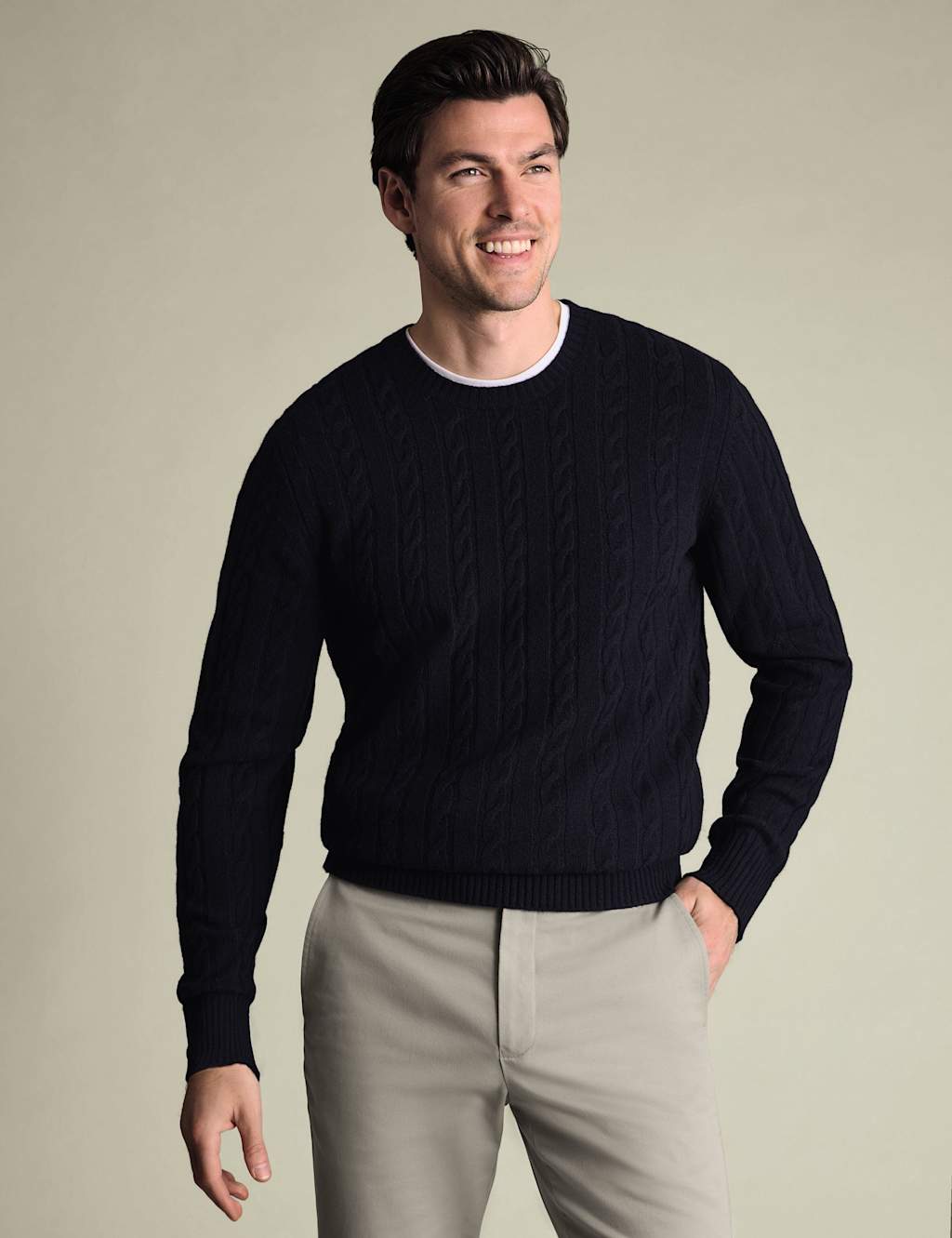 Charles Tyrwhitt Pure Merino Wool Crew Neck Jumper Navy