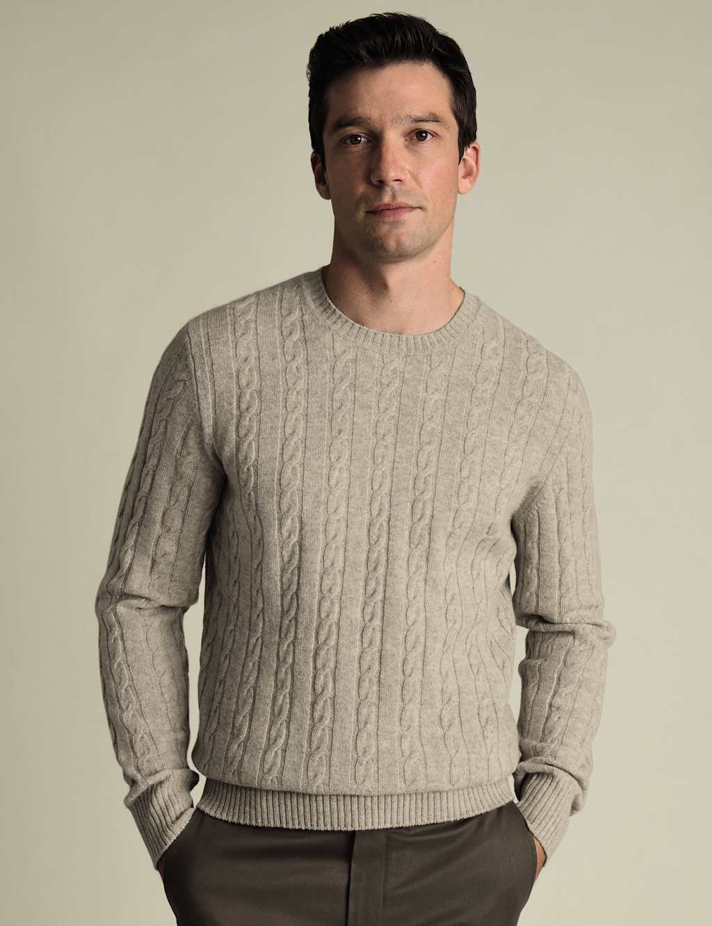 Charles Tyrwhitt Pure Merino Wool Crew Neck Jumper Oatmeal