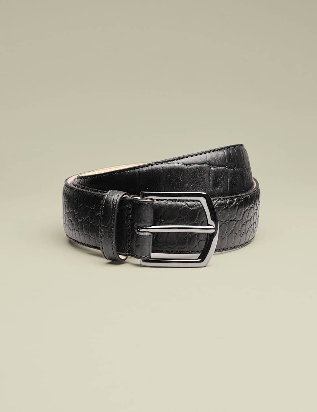 Charles Tyrwhitt Embossed Leather Textured Belt Black