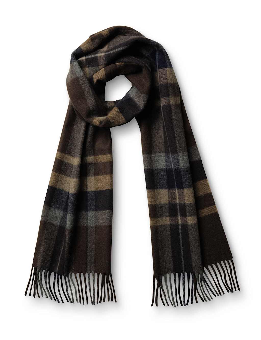 Charles Tyrwhitt Pure Cashmere Plaid Checked Scarf Brown Mix