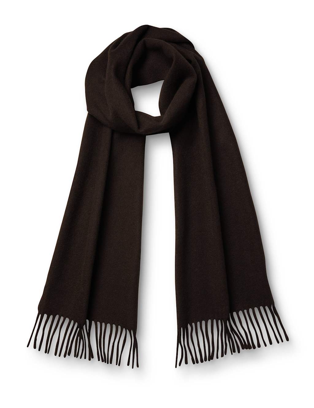 Charles Tyrwhitt Pure Cashmere Fringed Scarf Chocolate