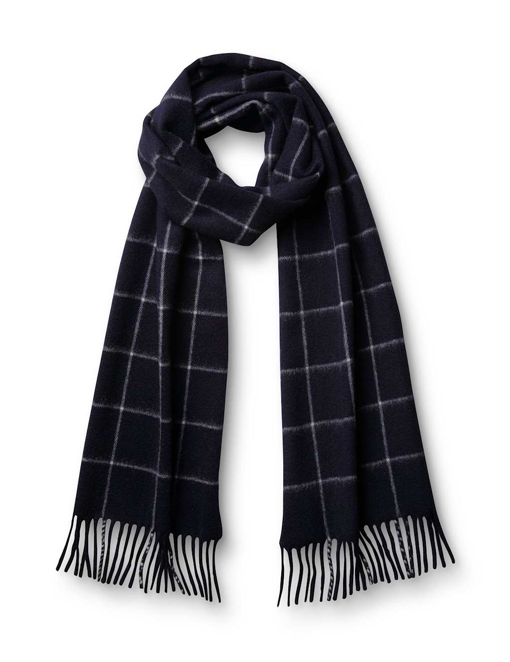 Charles Tyrwhitt Pure Cashmere Windowpane Checked Scarf Navy Mix