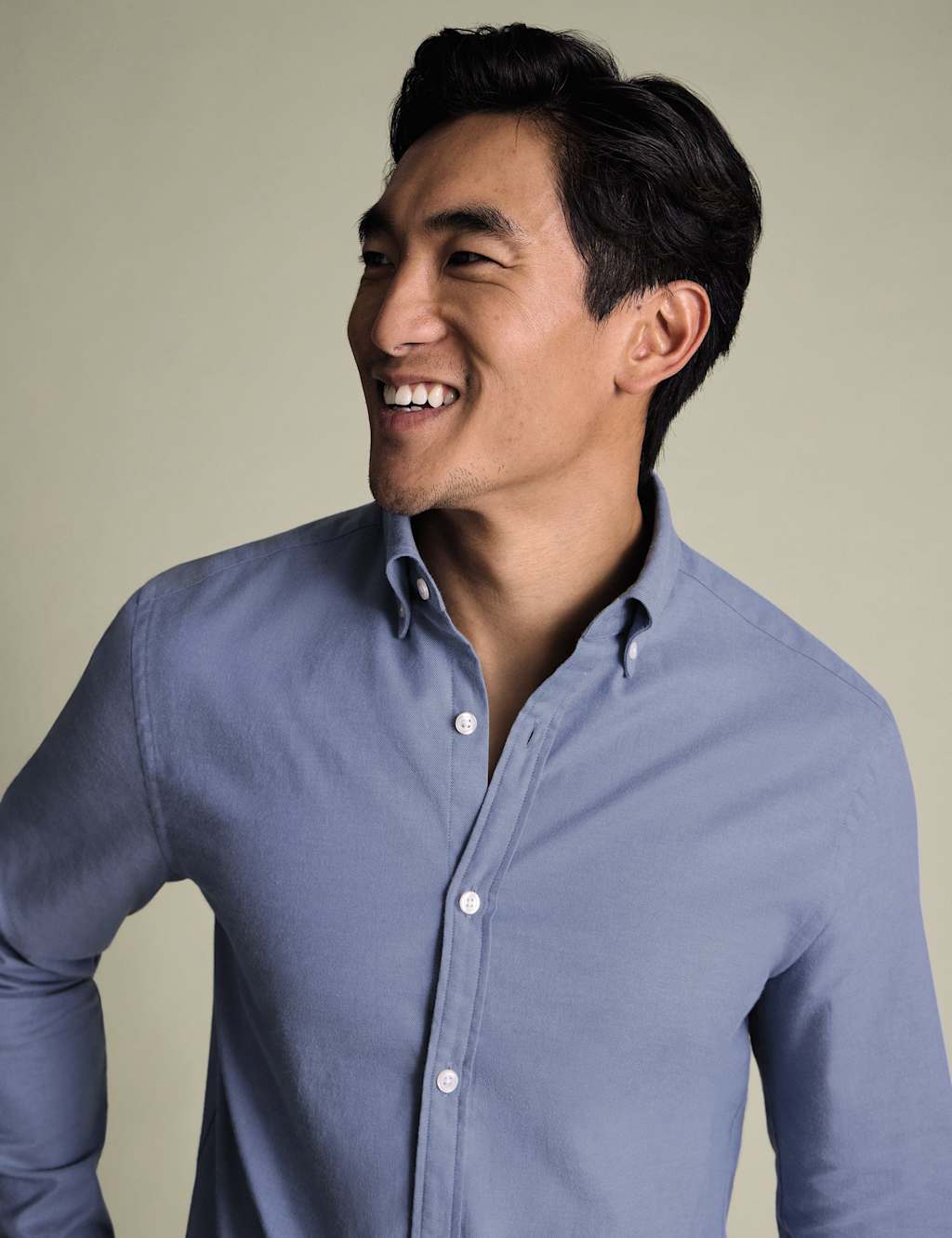 Charles Tyrwhitt Regular Fit Brushed Flannel Shirt Blue Denim