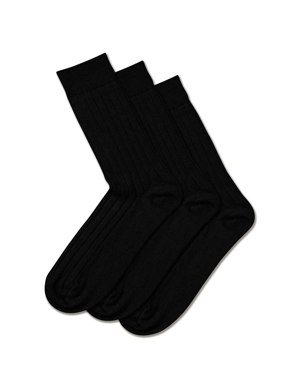 Charles Tyrwhitt 3pk Merino Wool Rich Ribbed Socks Black