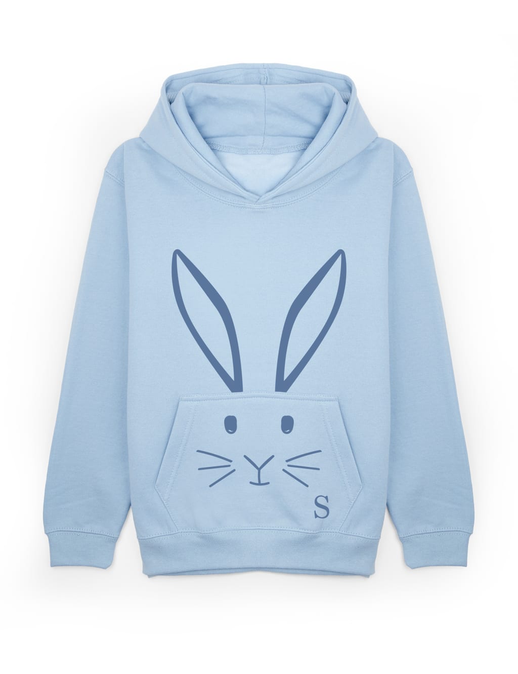 Dollymix Boys Personalised Bunny Hoodie (5-11 Yrs) - 9-11Y - Blue, Blue