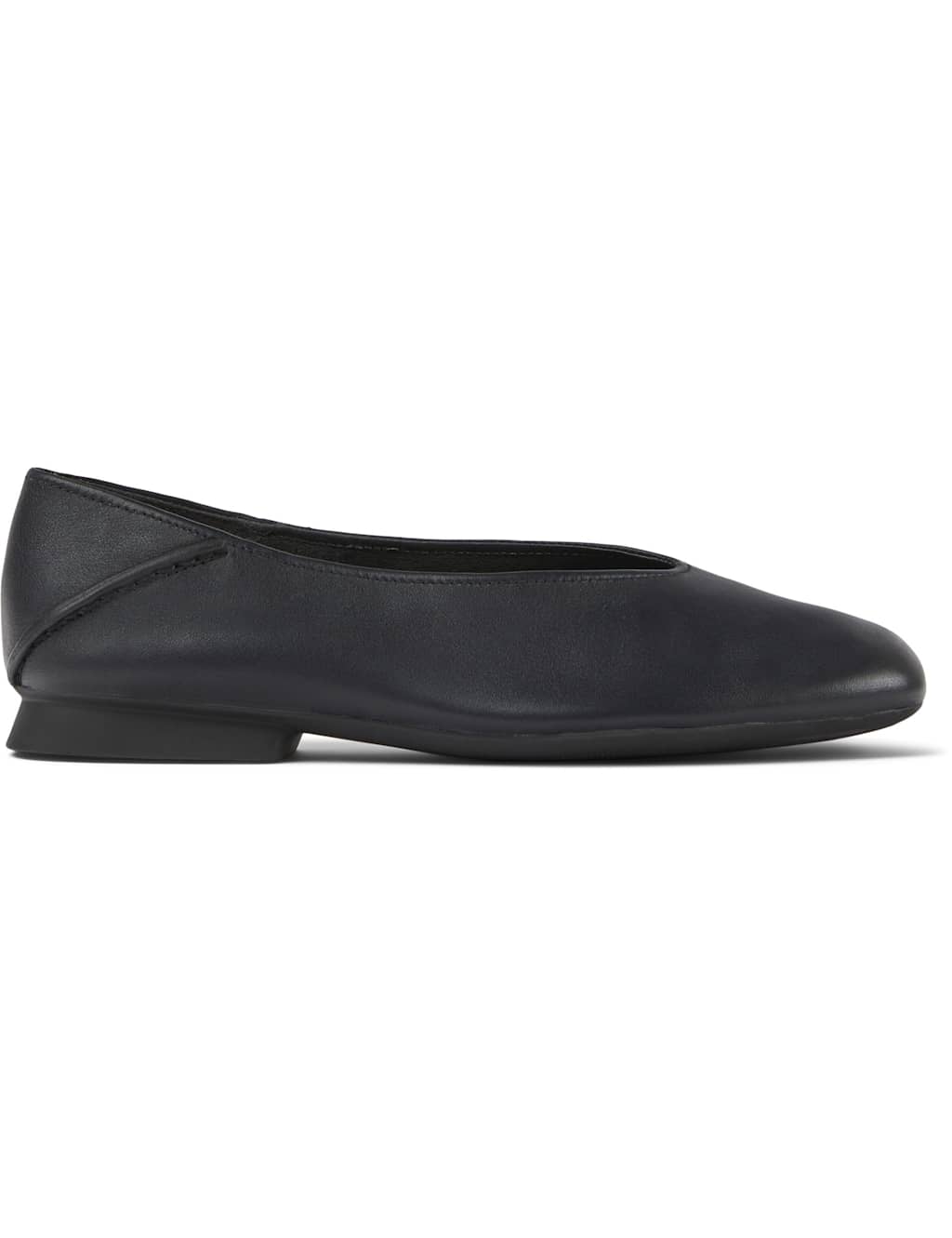 Camper Leather Flat Square Toe Ballet Pumps Black