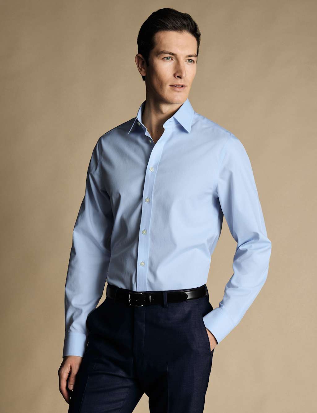 Charles Tyrwhitt Slim Fit Non Iron Pure Cotton Shirt Blue