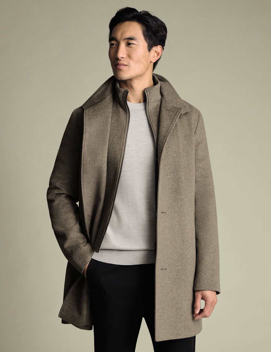 Charles Tyrwhitt Pure Wool Overcoat Oatmeal