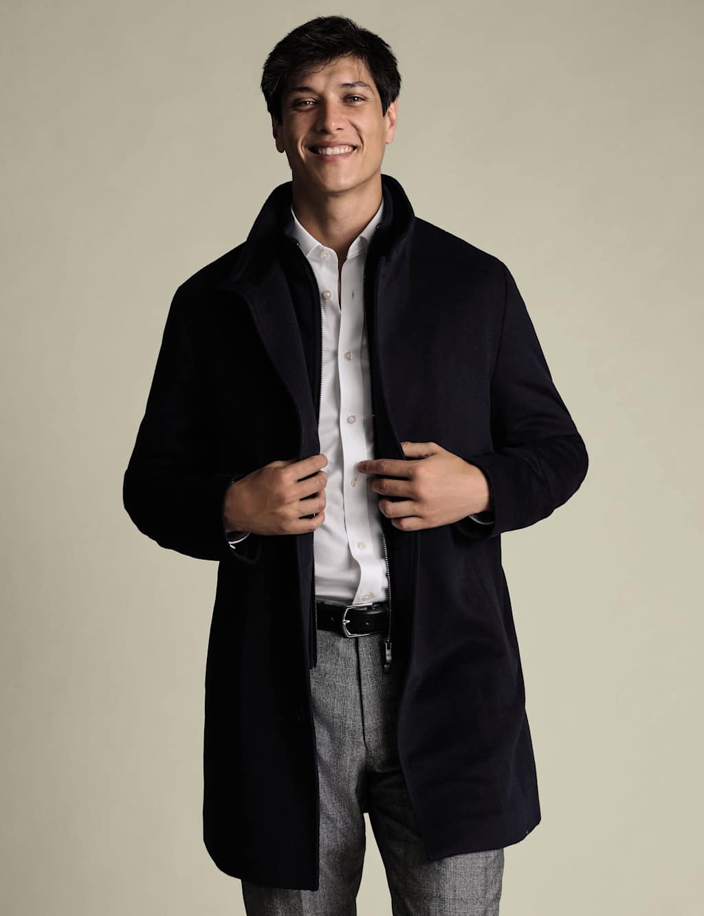 Charles Tyrwhitt Pure Wool Overcoat Charcoal