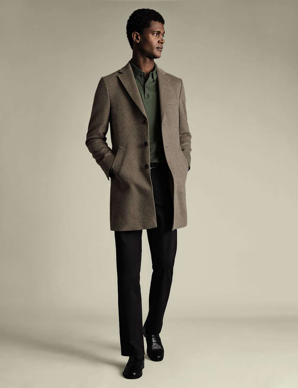 Charles Tyrwhitt Pure Wool Overcoat Oatmeal