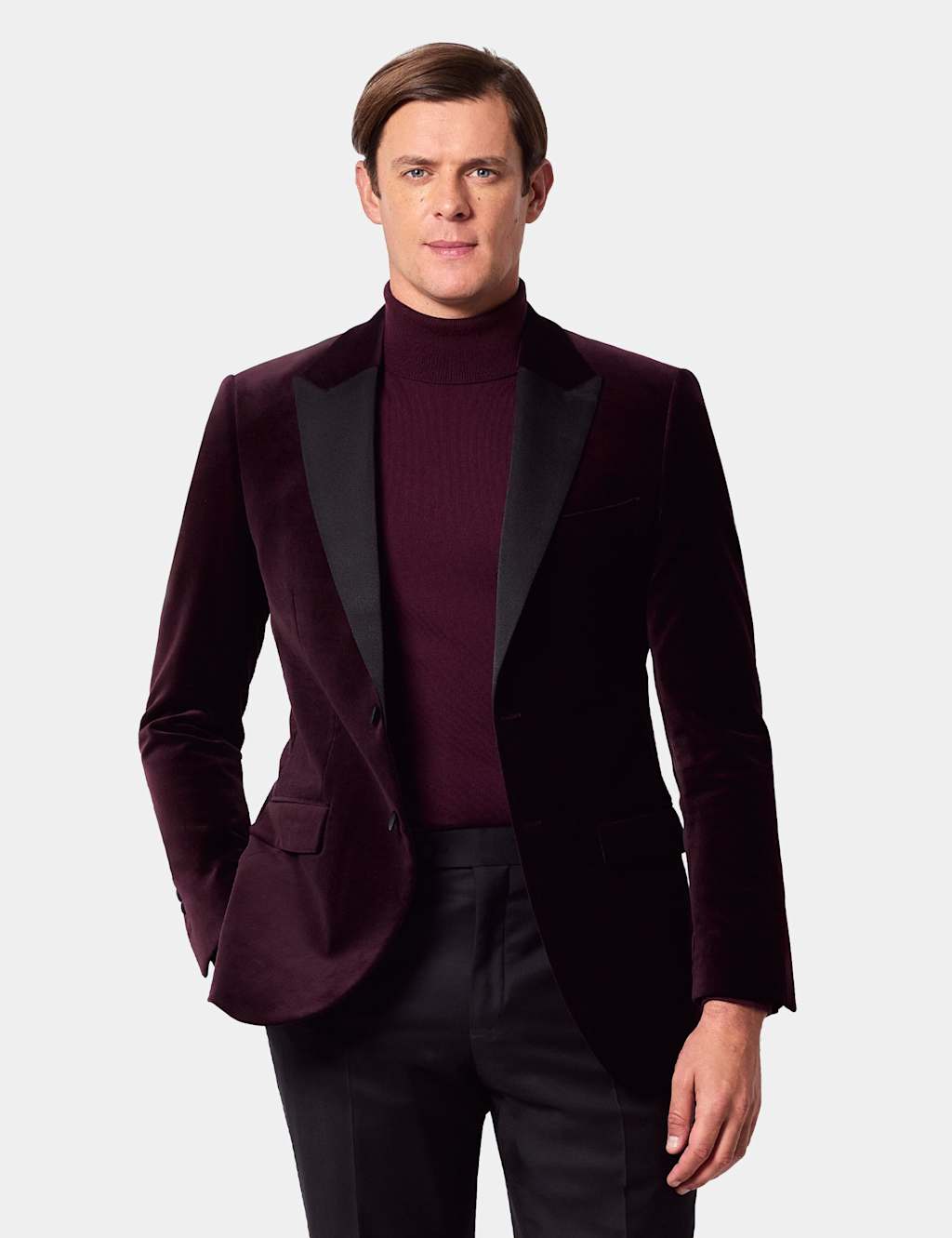 Hawes & Curtis Cotton Rich Velvet Jacket Red