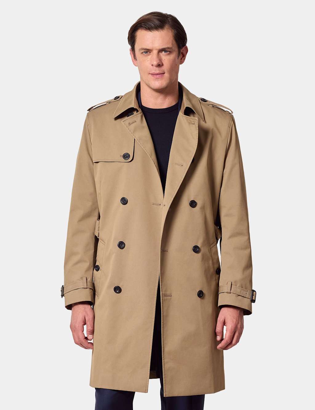 Hawes & Curtis Cotton Rich Trench Coat Beige