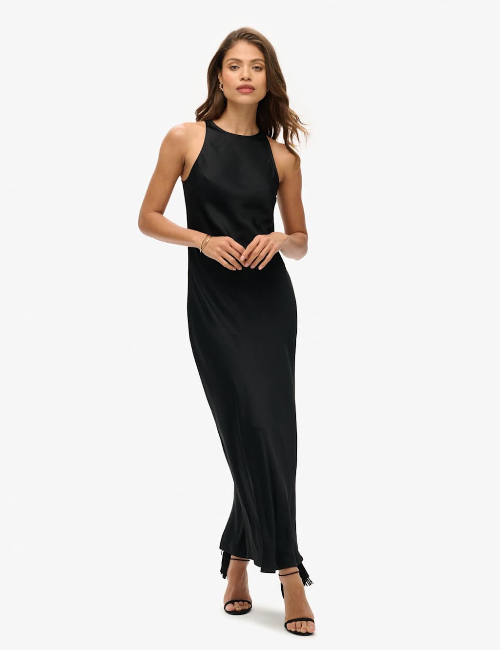 Superdry & Co Satin Racer Neck Midaxi Dress Black