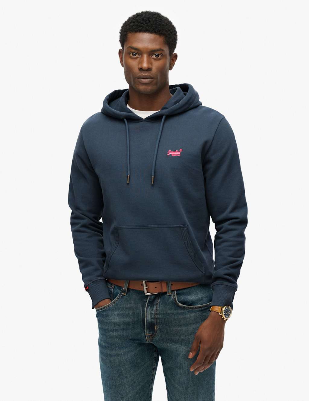 Superdry & Co Cotton Rich Logo Hoodie Blue