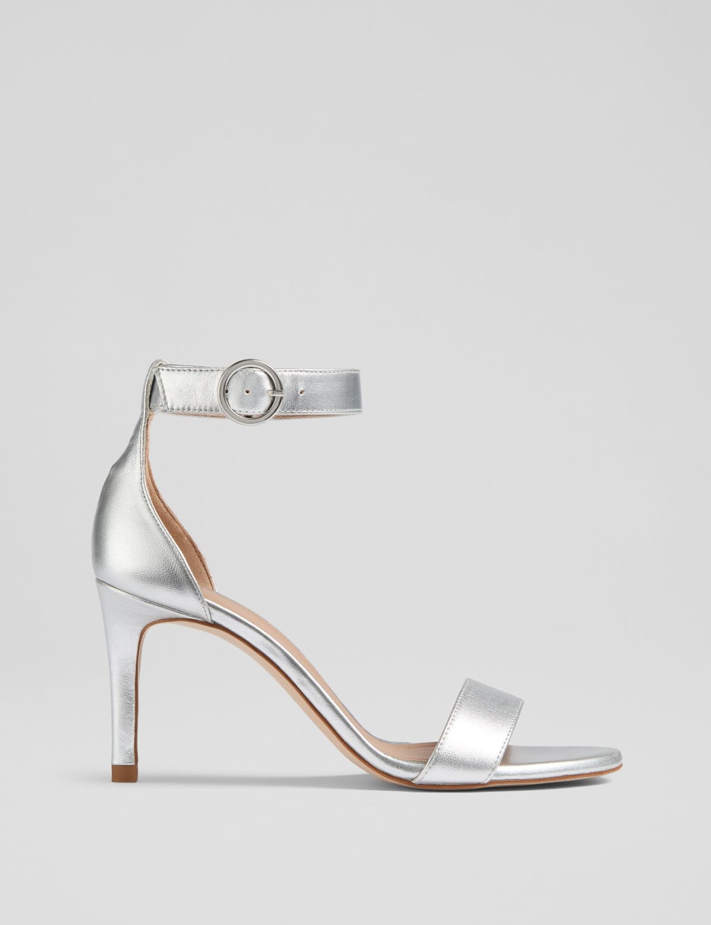 Leather Metallic Stiletto Heel Sandals