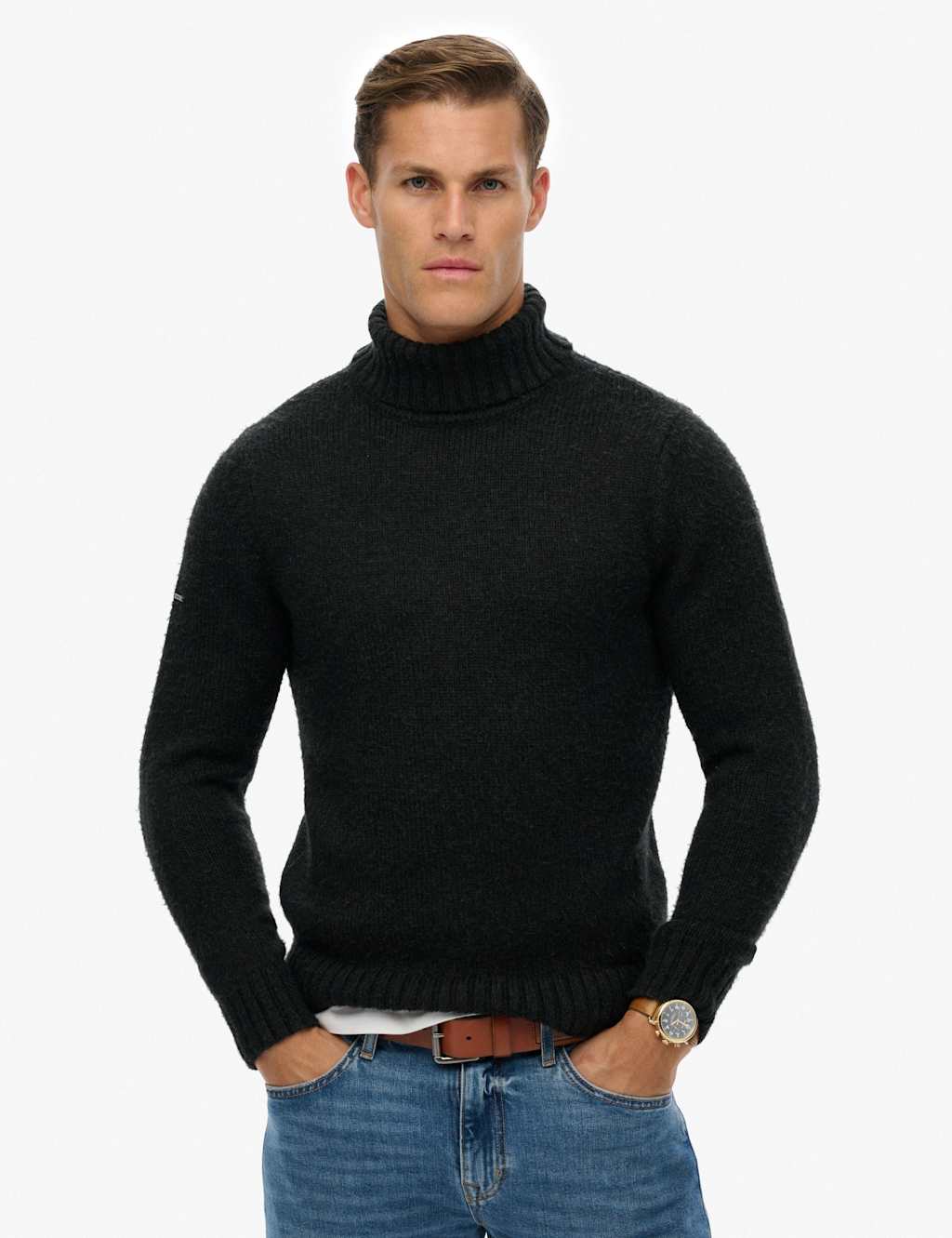 Superdry & Co Brushed Roll Neck Jumper Dark Grey