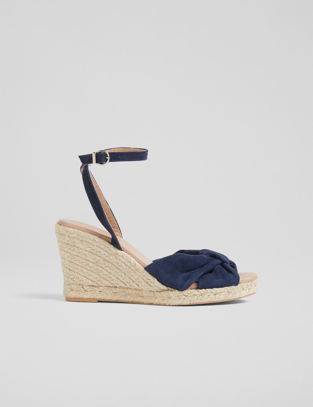 Leather Ankle Strap Wedge Espadrilles