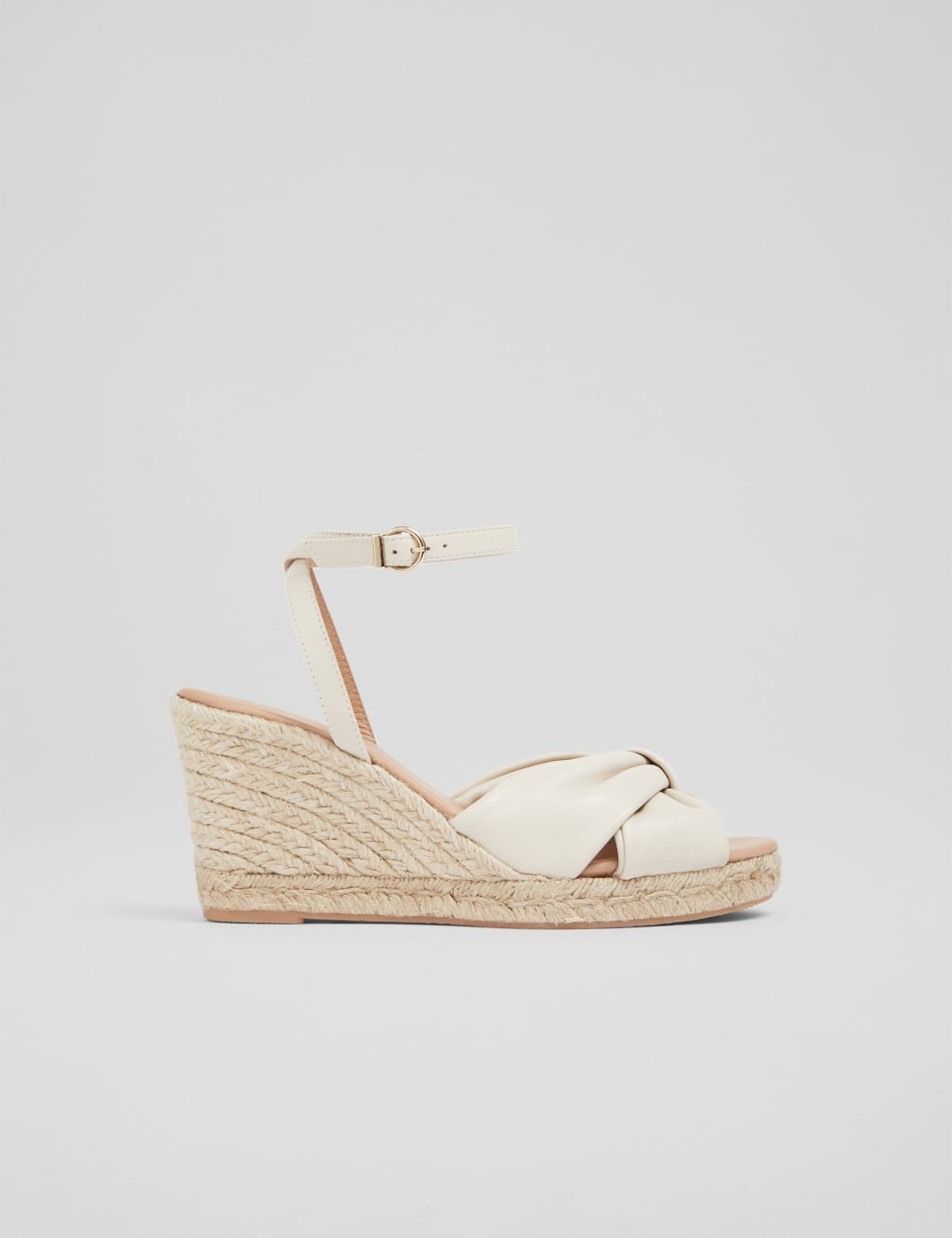 Leather Ankle Strap Wedge Espadrilles