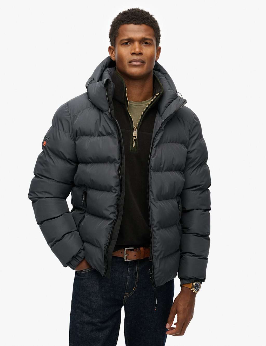Superdry & Co Hooded Puffer Jacket Black