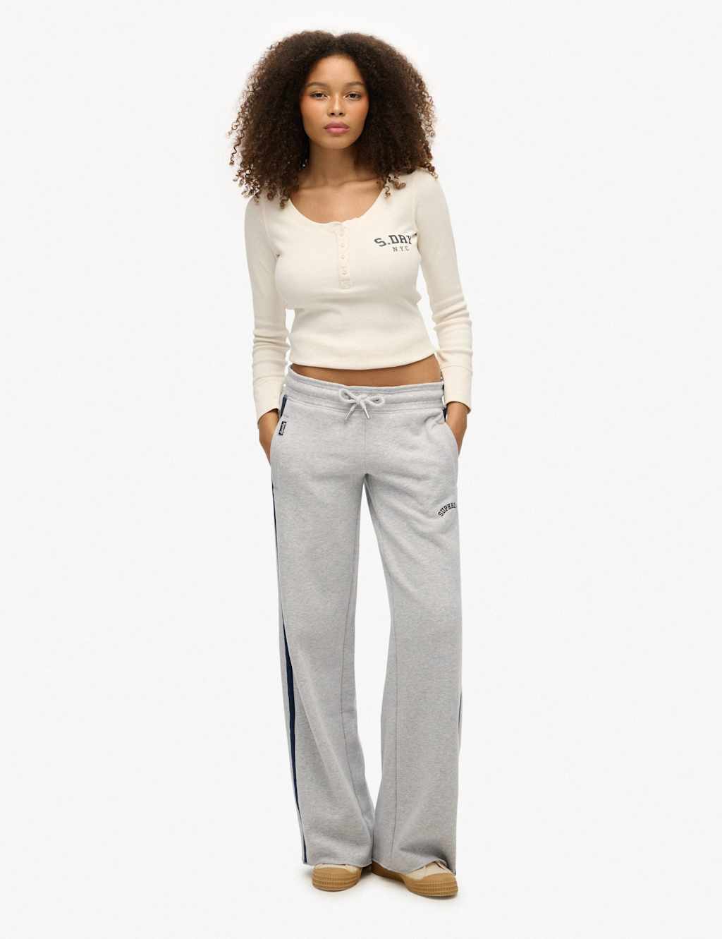 Superdry & Co Cotton Rich Straight Leg Joggers Light Grey