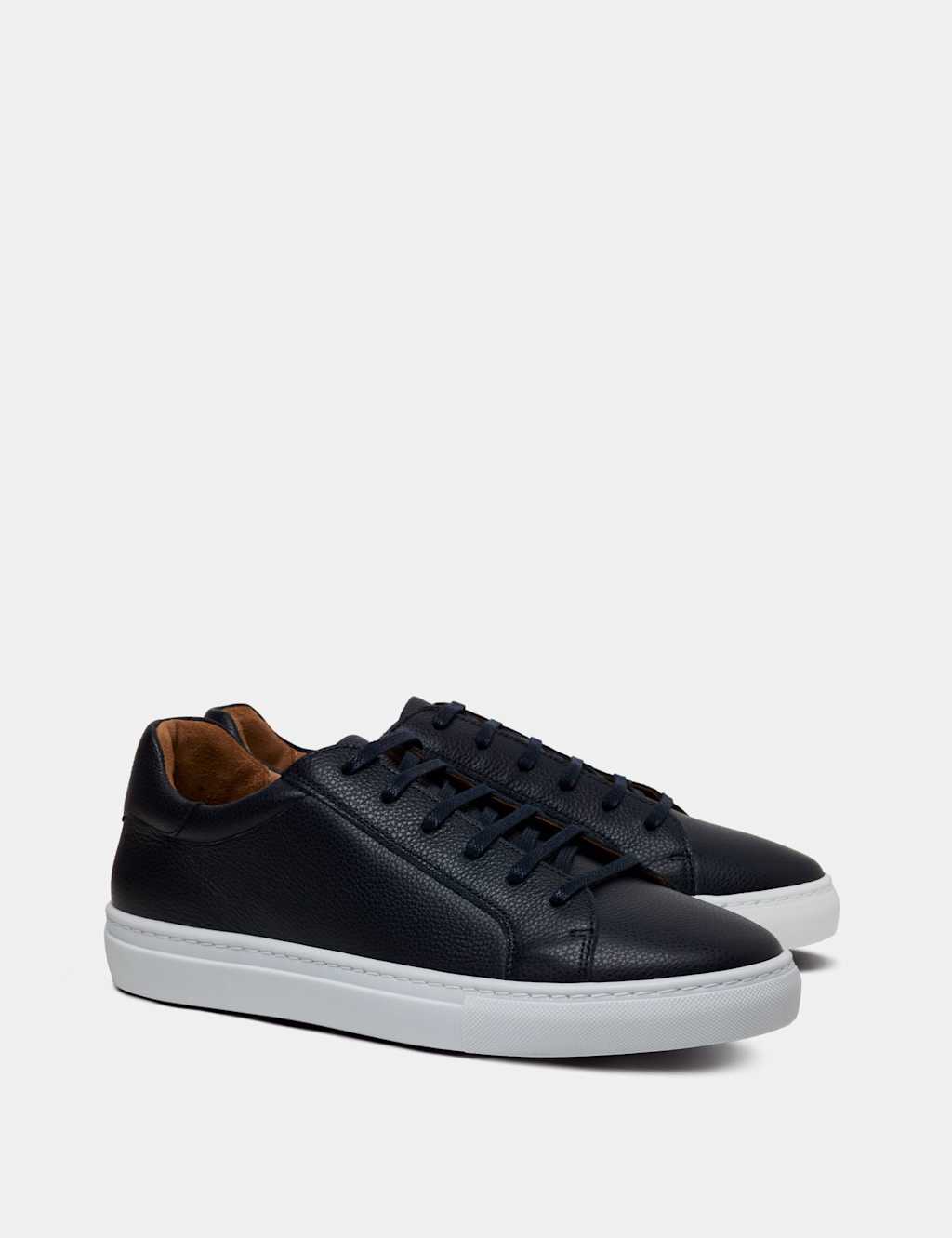 Hawes & Curtis Men's Leather Lace Up Trainers - 8 - Navy - Available at M&S