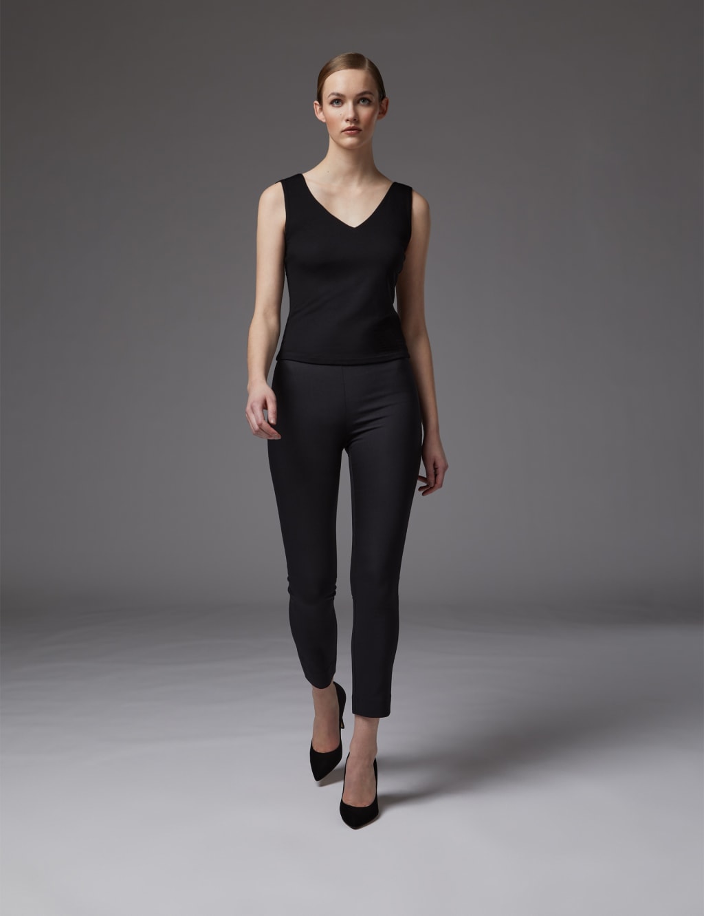 LK BENNETT Jersey V-Neck Vest Black