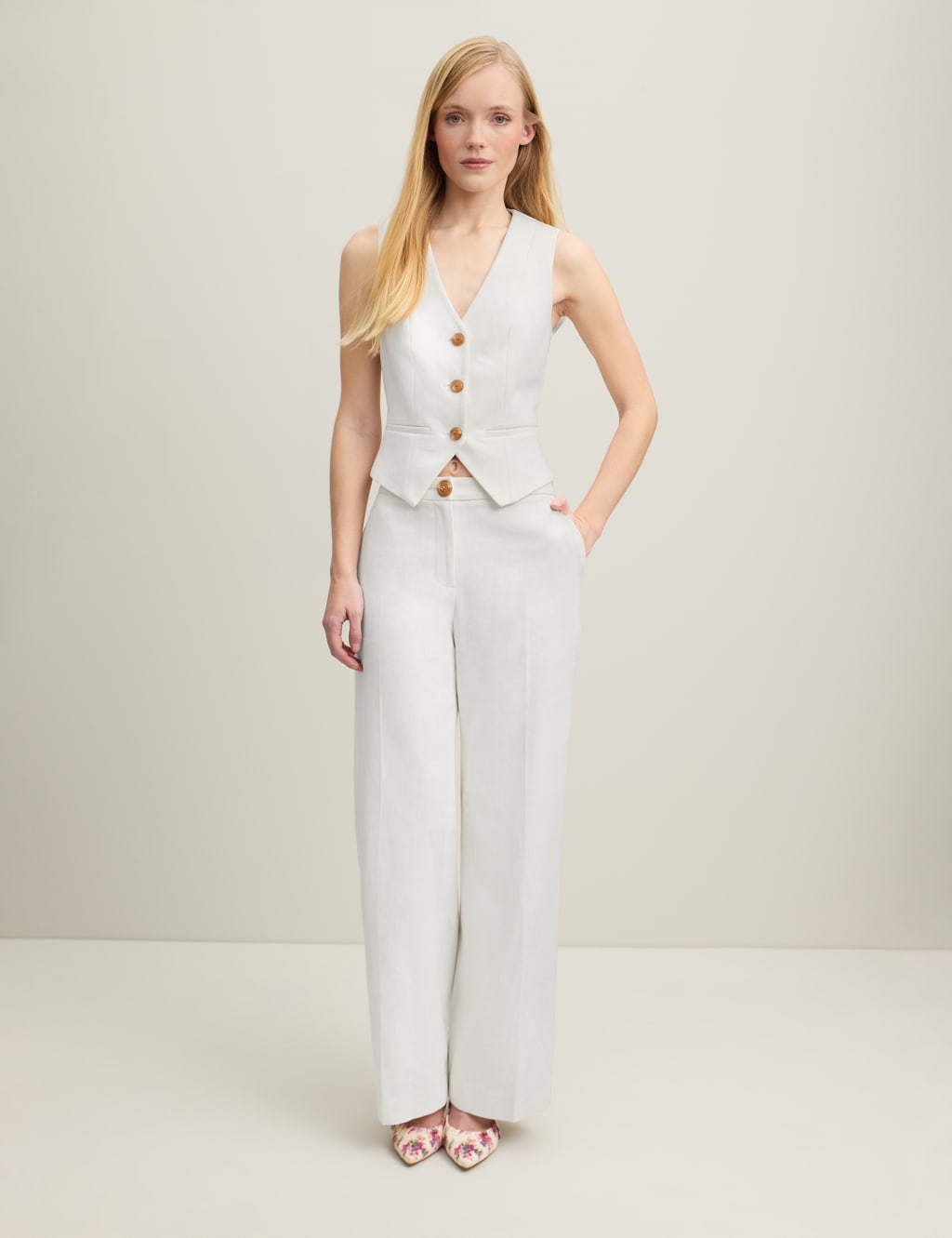 Pure Cotton Single Breasted Waistcoat