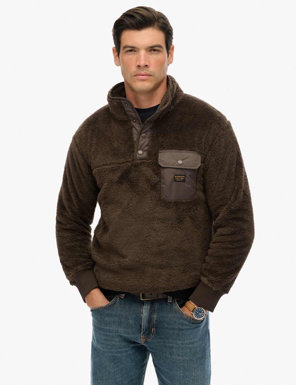 Superdry & Co Funnel Neck Fleece Brown