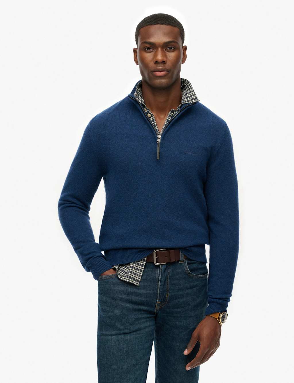 Superdry & Co Wool Blend Half Zip Jumper Dark Blue