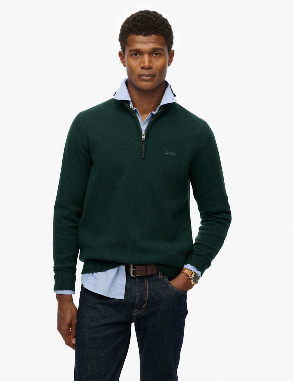 Superdry & Co Wool Blend Half Zip Jumper Green