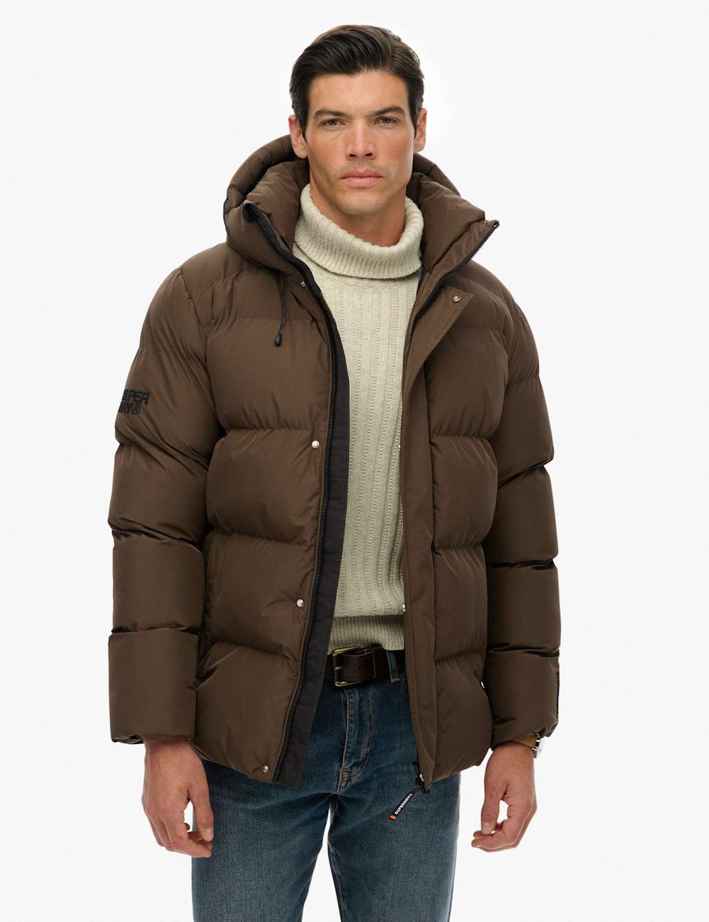 Superdry & Co Hooded Padded Puffer Jacket Brown