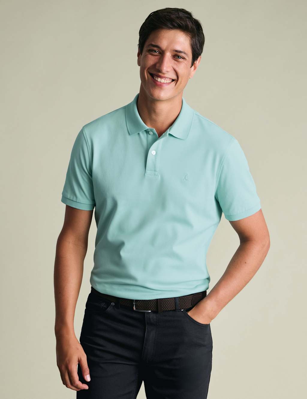 Charles Tyrwhitt Men's Cotton Rich Pique Polo Shirt - XL - Aqua - Available at M&S