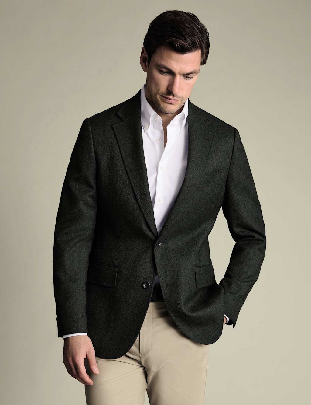 Charles Tyrwhitt Regular Fit Pure Wool Blazer Green