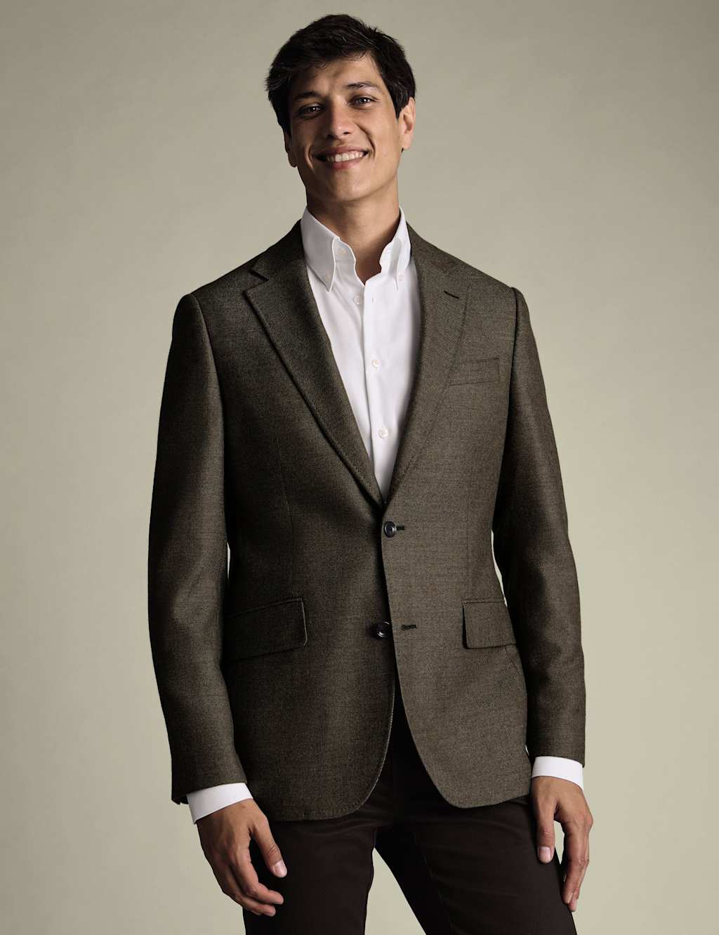 Charles Tyrwhitt Regular Fit Pure Wool Blazer Taupe