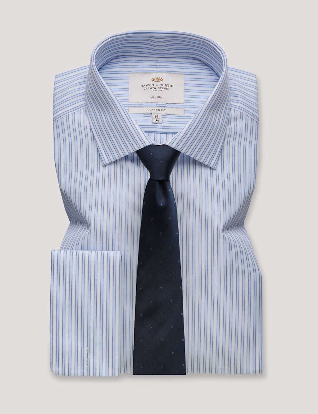 Hawes & Curtis Regular Fit Pure Cotton Striped Shirt Blue Mix