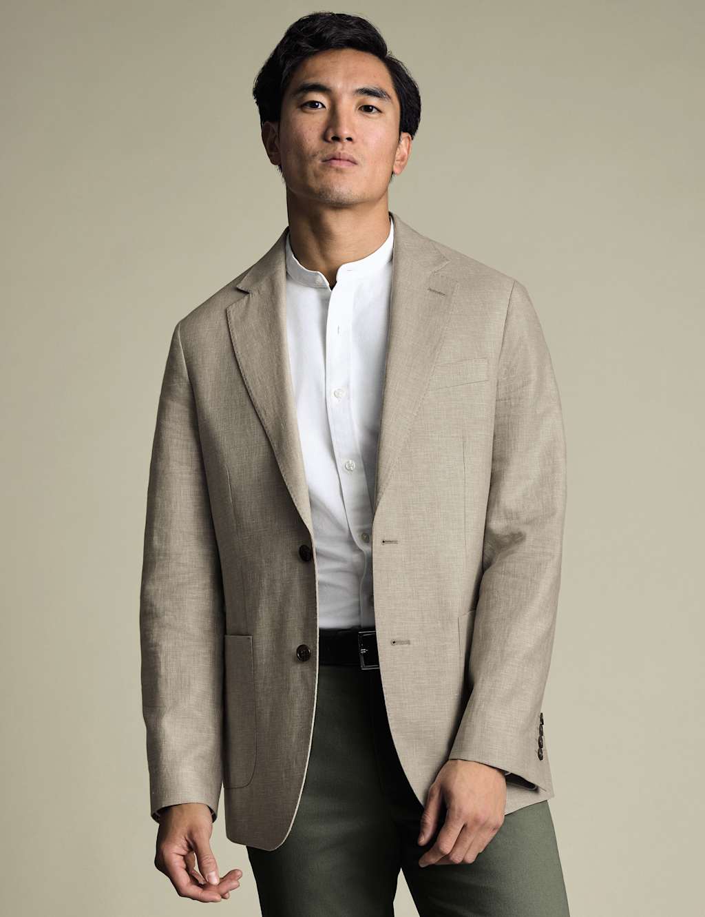 Charles Tyrwhitt Men's Slim Fit Cotton Linen Blend Jacket - 44 - Stone - Available at M&S