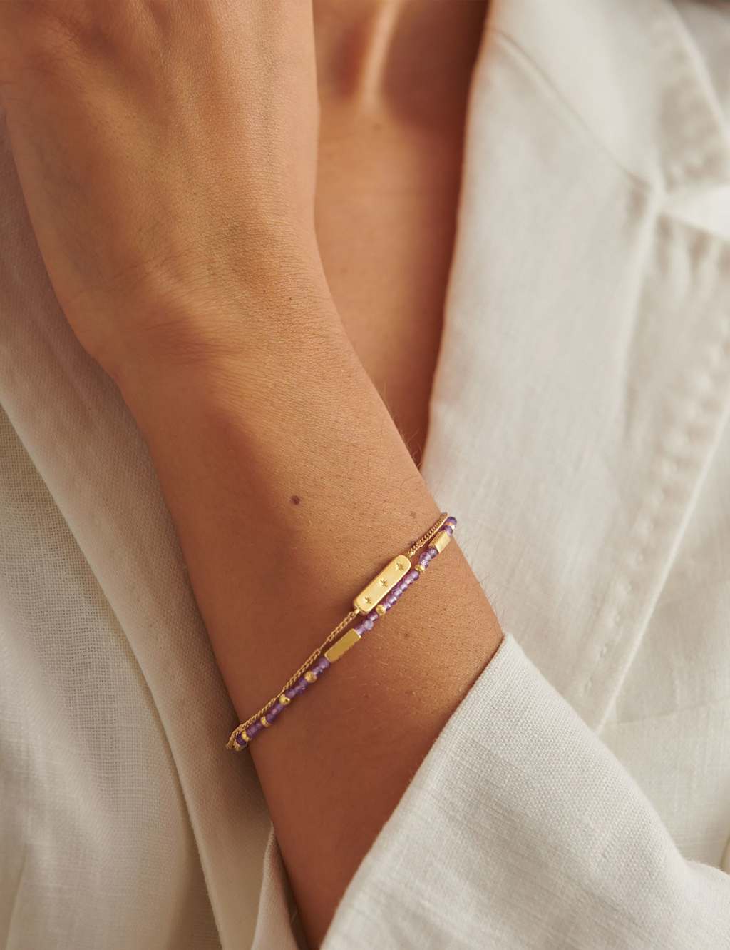 Katie Loxton Women's February Waterproof Birthstone Bracelet - Gold - Available at M&S