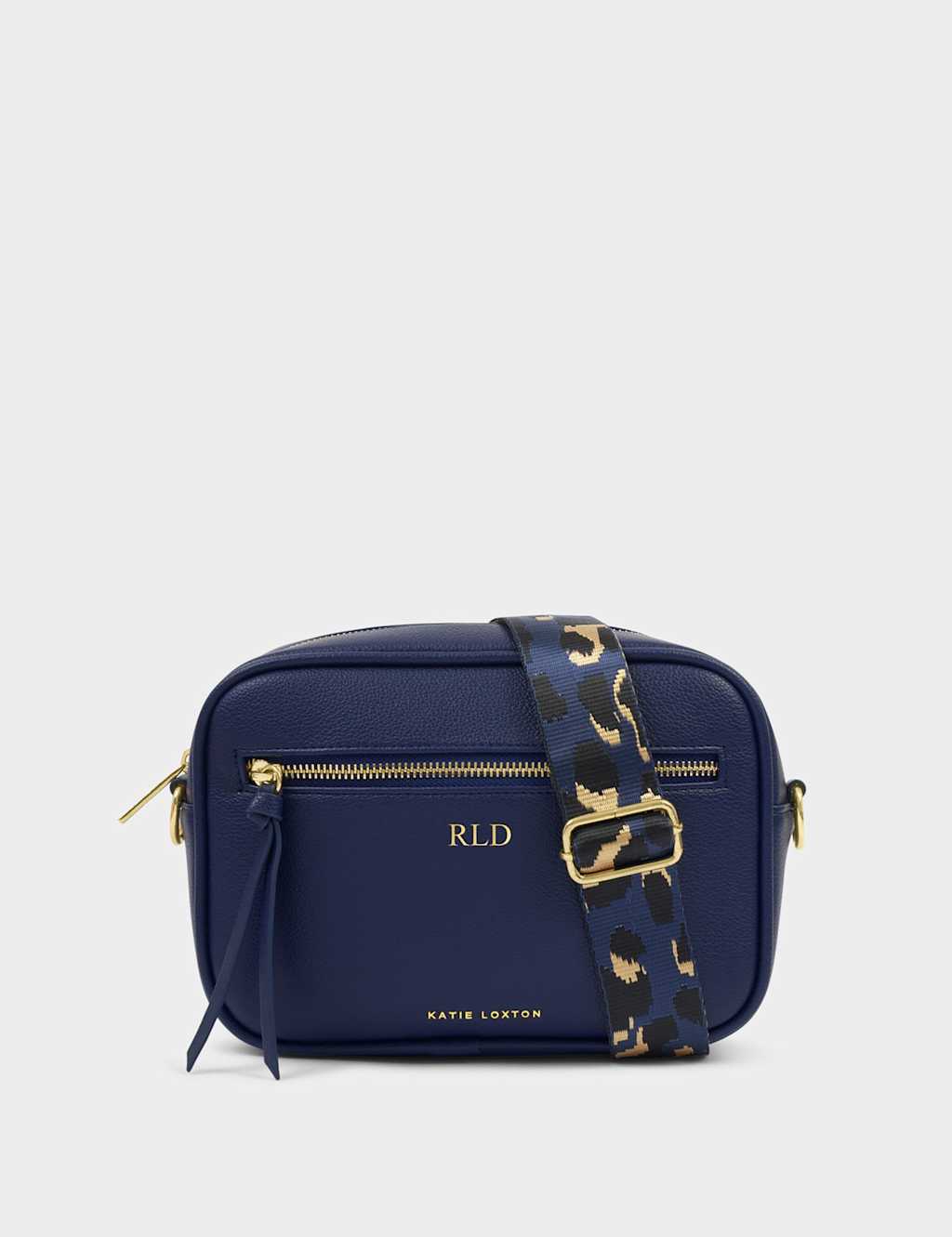 Katie Loxton Personalised Faux Leather Cross Body Bag Dark Navy