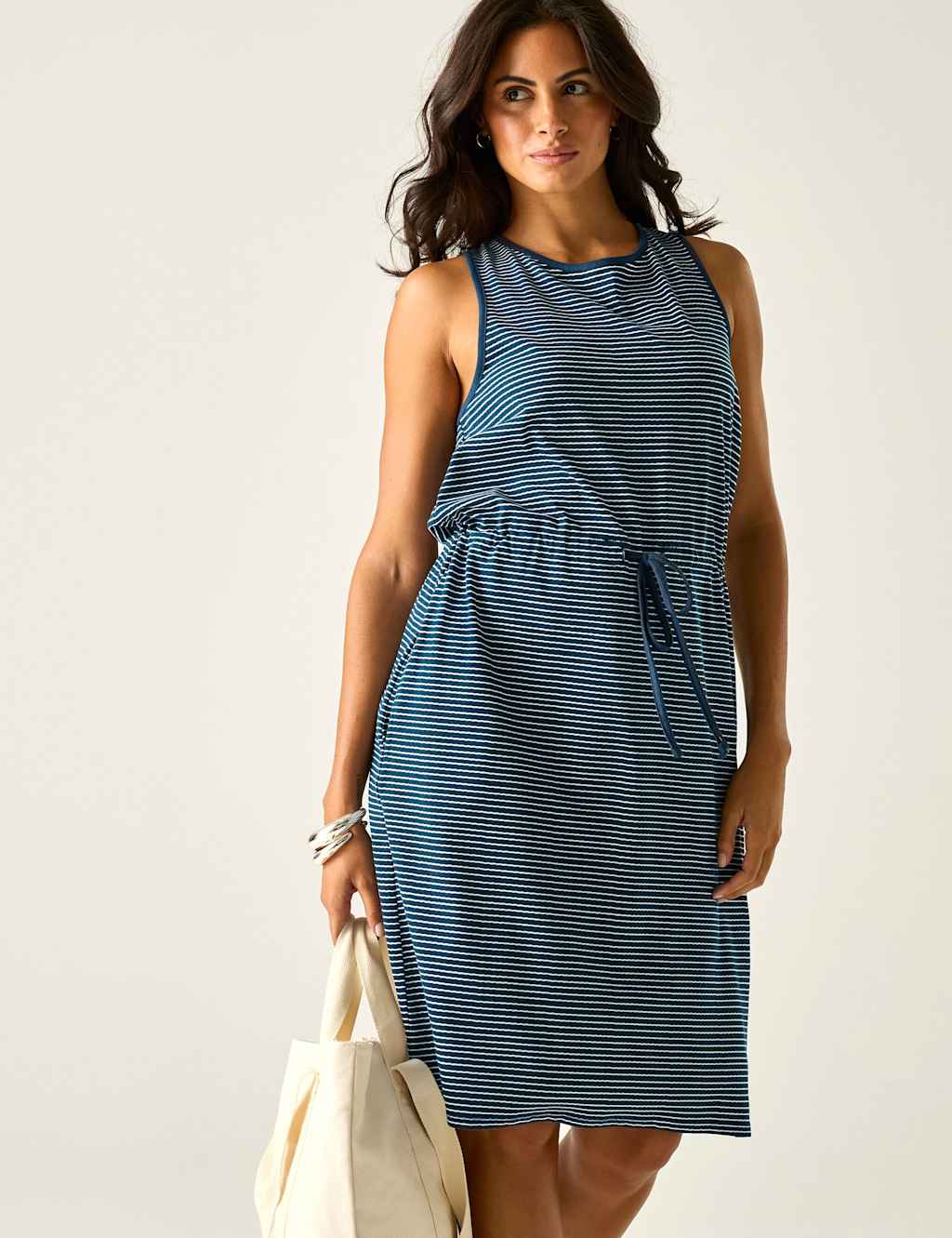 Regatta Women's Amore Cotton Rich Striped Waisted Dress - 20 - Navy Mix - Available at M&S