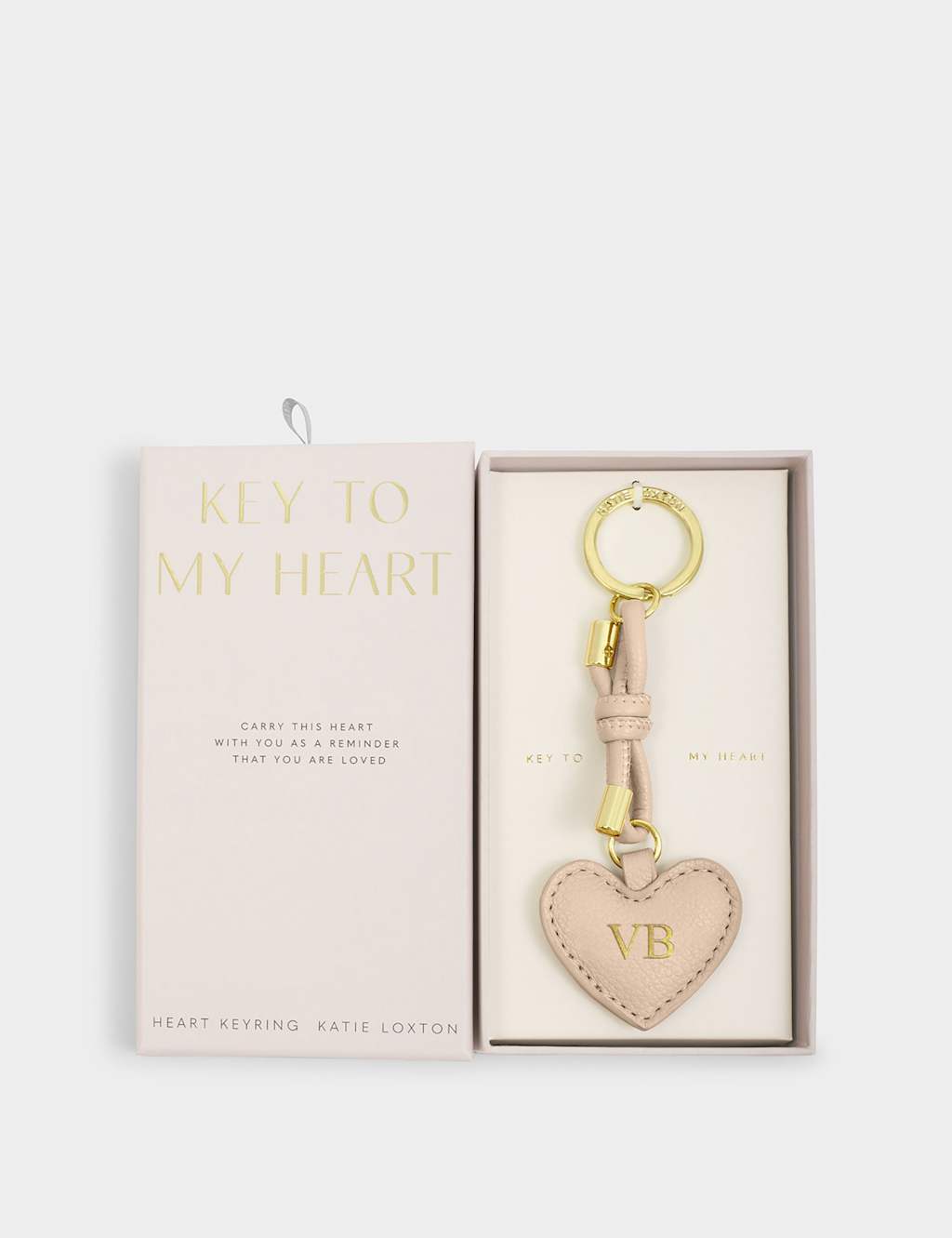 Katie Loxton Personalised Heart Keyring Pink